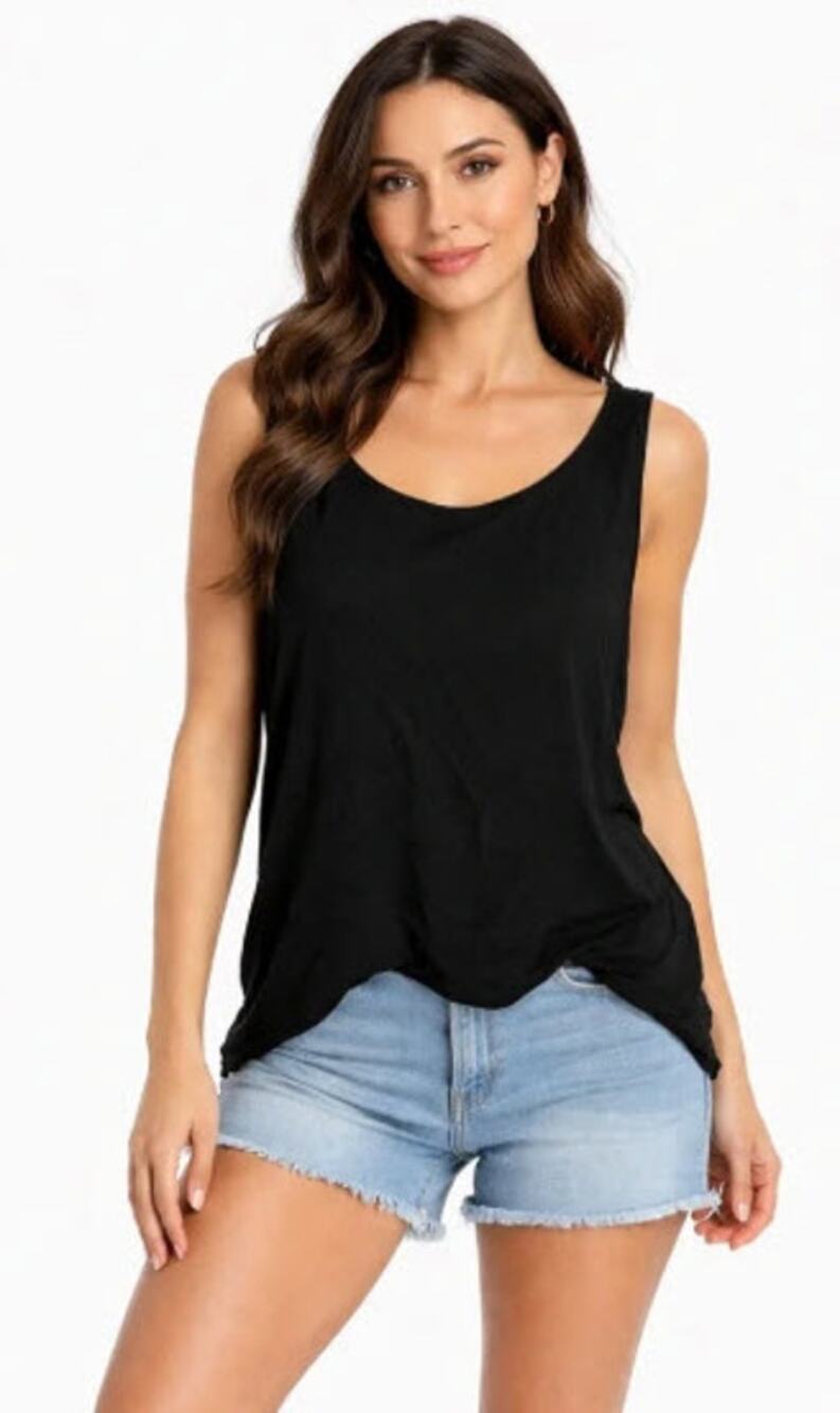 Electric & Rose Oversized Tank Top Twist Back Black Size Medium